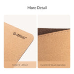 ORICO 雙面滑鼠墊，尺寸：300x600mm，軟木+咖啡色，軟木+粉紅PU，軟木+灰色PU