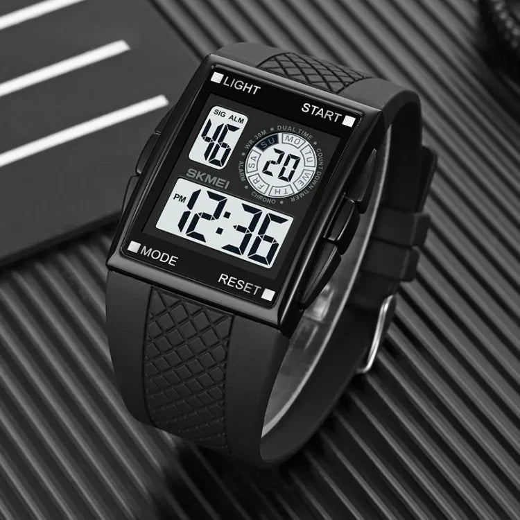 SKMEI 1967 不鏽鋼扣環 PU 錶帶防水電子錶