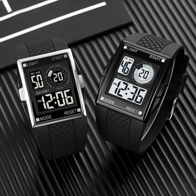SKMEI 1967 不鏽鋼扣環 PU 錶帶防水電子錶