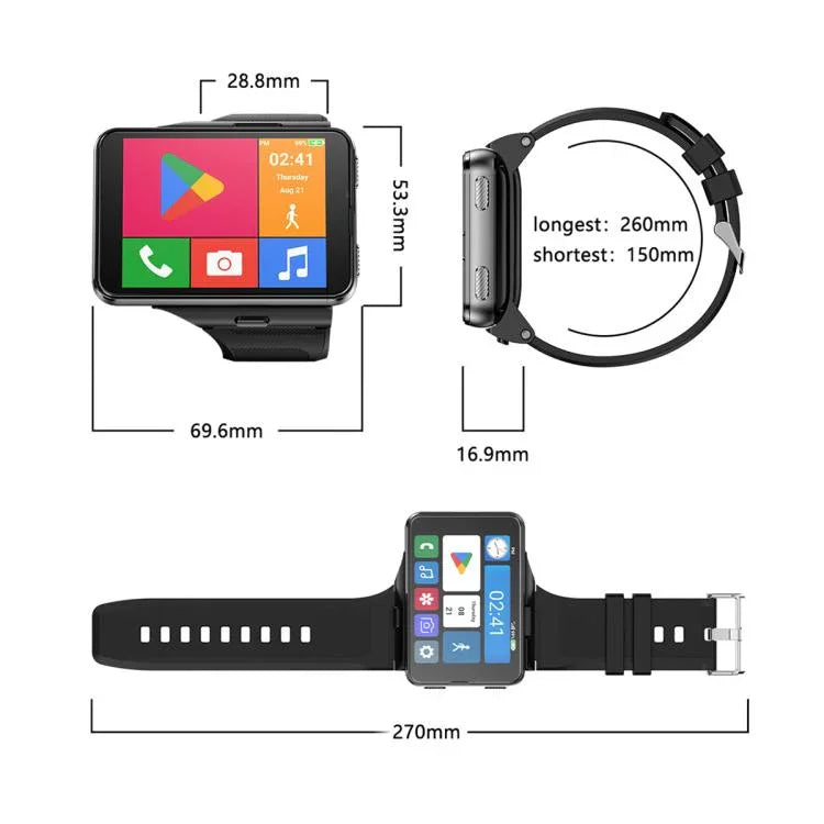 S999 2.88 吋 TFT 螢幕 4G 智慧手錶，Android 11 4GB+64GB