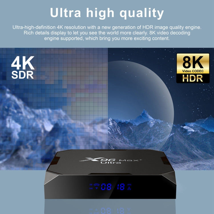 H96 Max+ Ultra 4GB+32GB Amlogic S905X4 8K智能電視盒 Android 11.0 媒體播放器，4GB+32GB，英國插頭，4GB+32GB，美國插頭，4GB+32GB，歐盟插頭，4GB+32GB，澳洲插頭