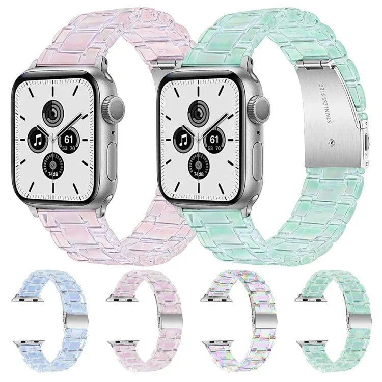 Three-Bead Translucent Watch Band For Apple Watch Series, 7 45mm / 6&SE&5&4 44mm / 3&2&1 42mm, 7 41mm / 6&SE&5&4 40mm / 3&2&1 38mm