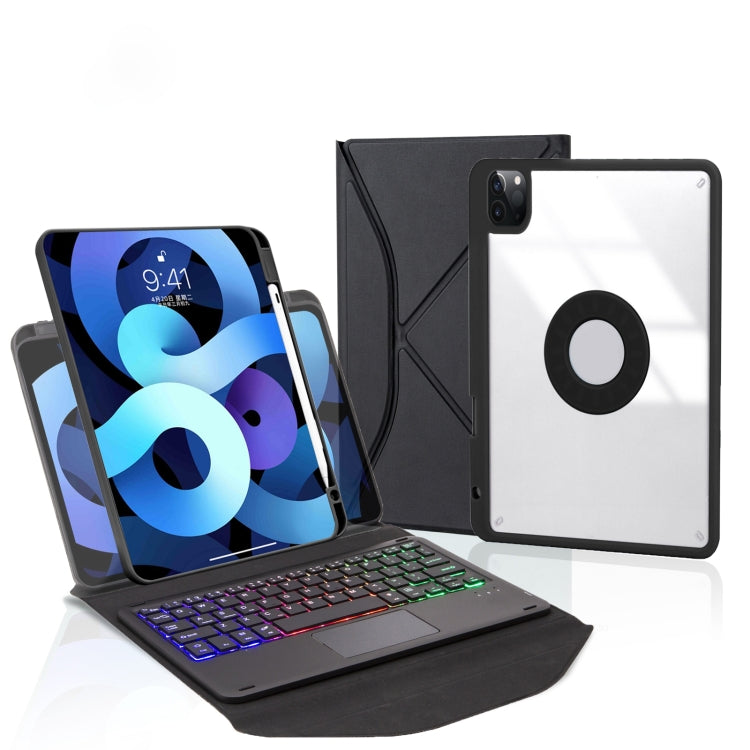 Z11B-AS 筆槽觸控板背光藍牙鍵盤皮革平板保護套，適用於 iPad Pro 11 2021/2020/2018，適用於 iPad Air 11 2025 / 2024 / Air 5 / Air 4，適用於 iPad 10.2 2021/2020/2019