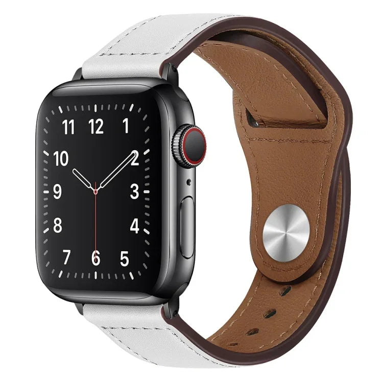 PU 皮革黑色扣錶帶，適用於 Apple Watch 系列，7 45mm / 6&SE&5&4 44mm / 3&2&1 42mm，7 41mm / 6&SE&5&4 40mm / 3&2&1 38mm