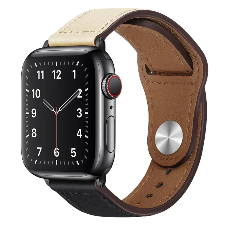 PU 皮革黑色扣錶帶，適用於 Apple Watch 系列，7 45mm / 6&SE&5&4 44mm / 3&2&1 42mm，7 41mm / 6&SE&5&4 40mm / 3&2&1 38mm