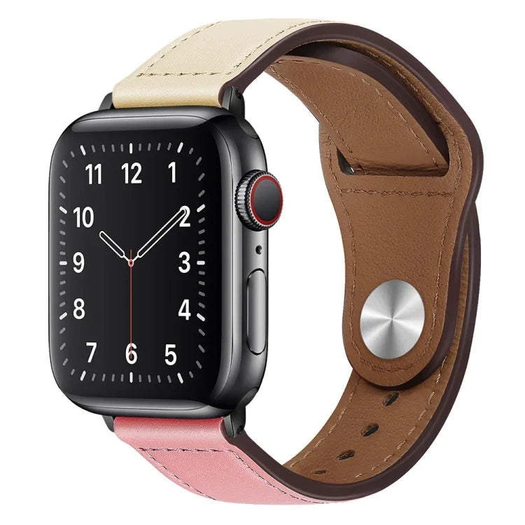 PU 皮革黑色扣錶帶，適用於 Apple Watch 系列，7 45mm / 6&SE&5&4 44mm / 3&2&1 42mm，7 41mm / 6&SE&5&4 40mm / 3&2&1 38mm