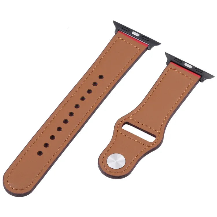 PU 皮革黑色扣錶帶，適用於 Apple Watch 系列，7 45mm / 6&SE&5&4 44mm / 3&2&1 42mm，7 41mm / 6&SE&5&4 40mm / 3&2&1 38mm