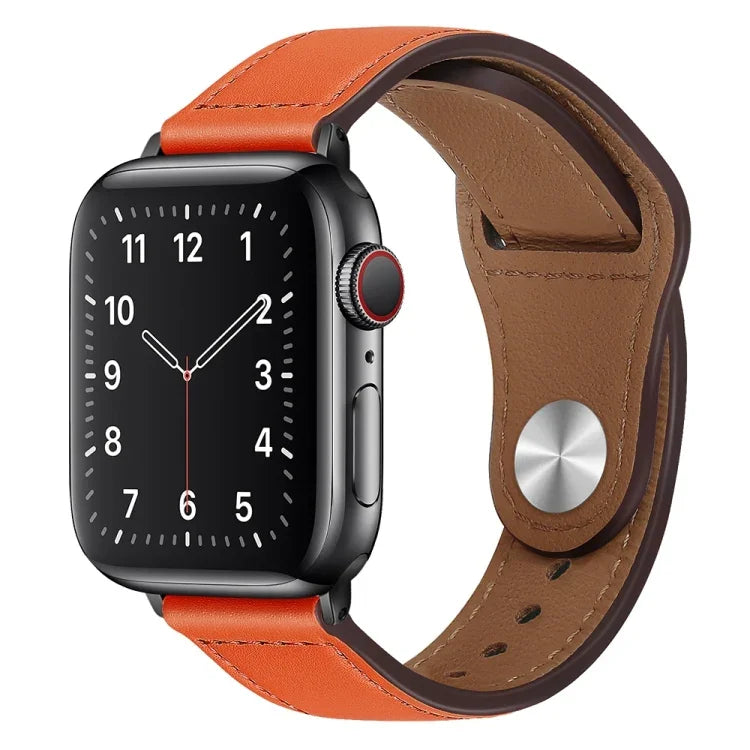 PU 皮革黑色扣錶帶，適用於 Apple Watch 系列，7 45mm / 6&SE&5&4 44mm / 3&2&1 42mm，7 41mm / 6&SE&5&4 40mm / 3&2&1 38mm