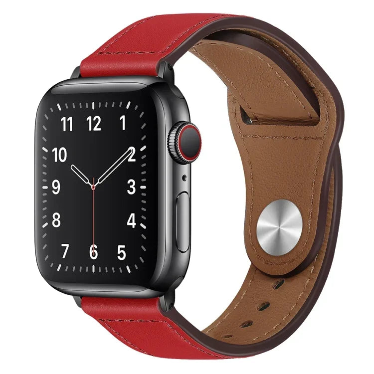 PU 皮革黑色扣錶帶，適用於 Apple Watch 系列，7 45mm / 6&SE&5&4 44mm / 3&2&1 42mm，7 41mm / 6&SE&5&4 40mm / 3&2&1 38mm