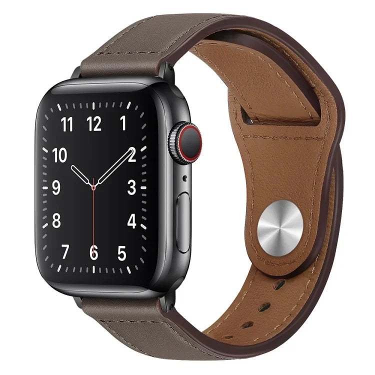 PU 皮革黑色扣錶帶，適用於 Apple Watch 系列，7 45mm / 6&SE&5&4 44mm / 3&2&1 42mm，7 41mm / 6&SE&5&4 40mm / 3&2&1 38mm