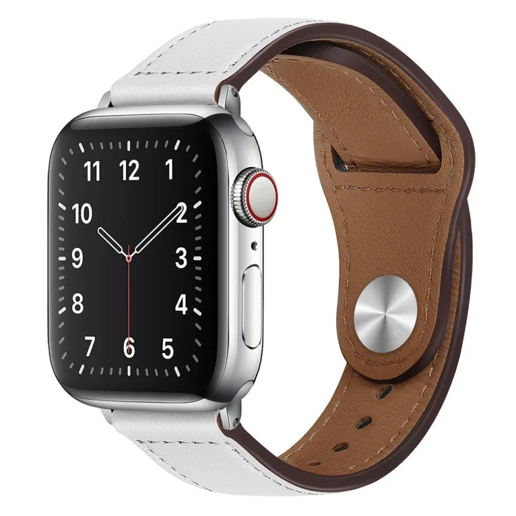 PU 皮革銀色錶扣錶帶，適用於 Apple Watch 系列，7 45mm / 6&SE&5&4 44mm / 3&2&1 42mm，7 41mm / 6&SE&5&4 40mm / 3&2&1 38mm