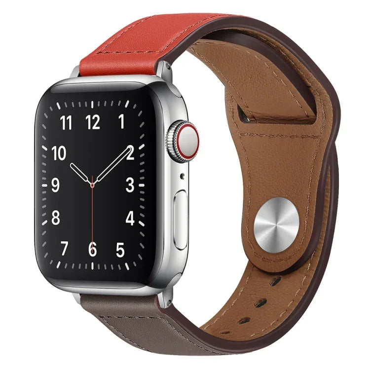PU Leather Silver Buckle Watch Band For Apple Watch Series, 7 45mm / 6&SE&5&4 44mm / 3&2&1 42mm, 7 41mm / 6&SE&5&4 40mm / 3&2&1 38mm