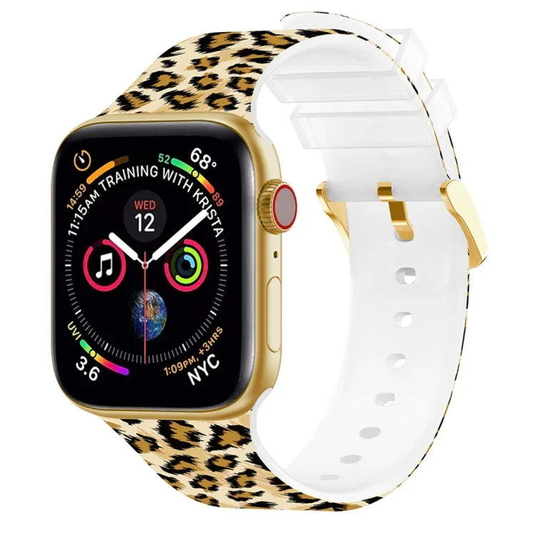 Square Buckle Color Printing Watch Band For Apple Watch Series, 7 45mm / 6&SE&5&4 44mm / 3&2&1 42mm, 7 41mm / 6&SE&5&4 40mm / 3&2&1 38mm