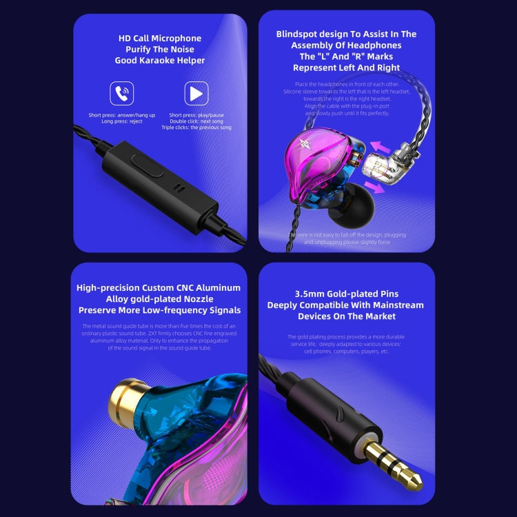 QKZ ZXT 運動入耳有線控制插頭 HiFi 立體聲舞台監聽耳機，標準版，附麥克風