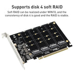 PH44 NVME 四磁碟陣列卡 PCI-E 訊號分割陣列卡
