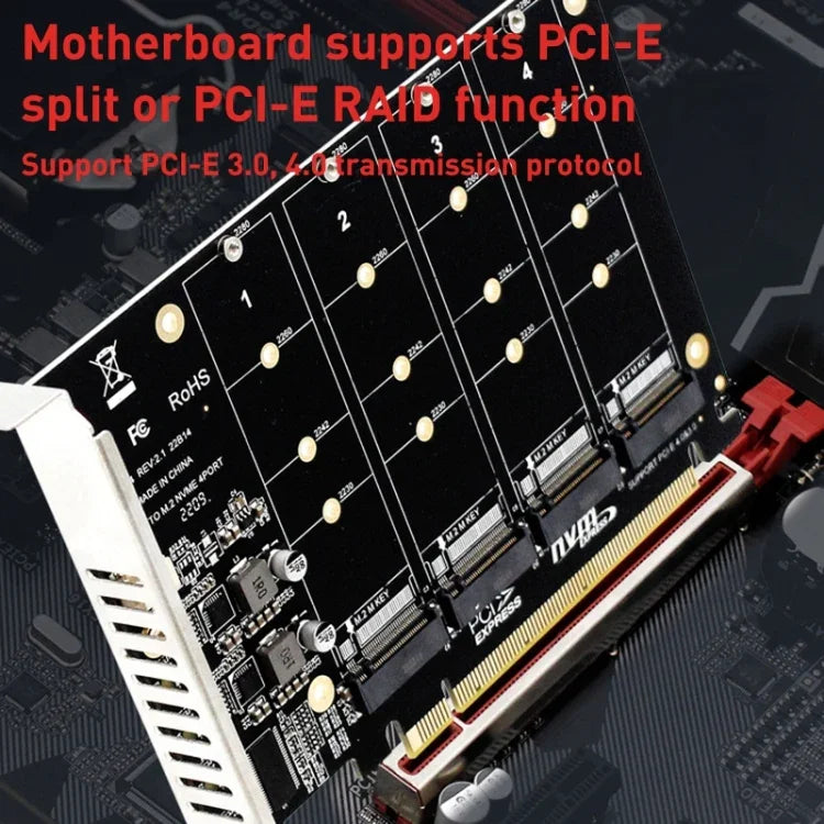 PH44 NVME 四磁碟陣列卡 PCI-E 訊號分割陣列卡