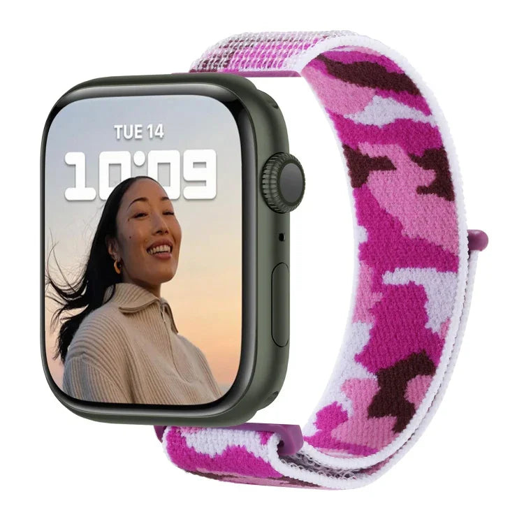 Nylon Loop Watch Band For Apple Watch Series, 7 45mm / 6&SE&5&4 44mm / 3&2&1 42mm, 7 41mm / 6&SE&5&4 40mm / 3&2&1 38mm