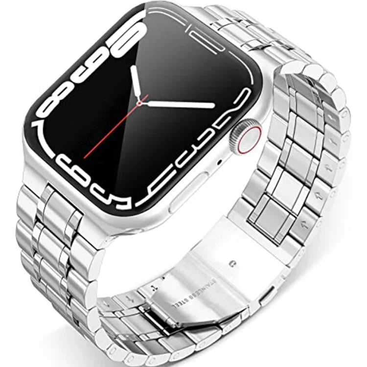 五珠不鏽鋼錶帶，適用於 Apple Watch 系列，7 45mm / 6&SE&5&4 44mm / 3&2&1 42mm，7 41mm / 6&SE&5&4 40mm / 3&2&1 38mm