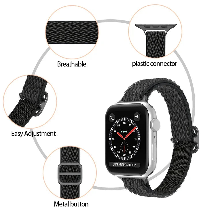 波浪小腰尼龍錶帶，適用於 Apple Watch 系列，7 45mm / 6&SE&5&4 44mm / 3&2&1 42mm，7 41mm / 6&SE&5&4 40mm / 3&2&1 38mm