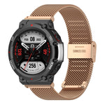 For Huami Amazfit T-Rex 2 Snap-fit Stainless Steel Mesh Watch Band