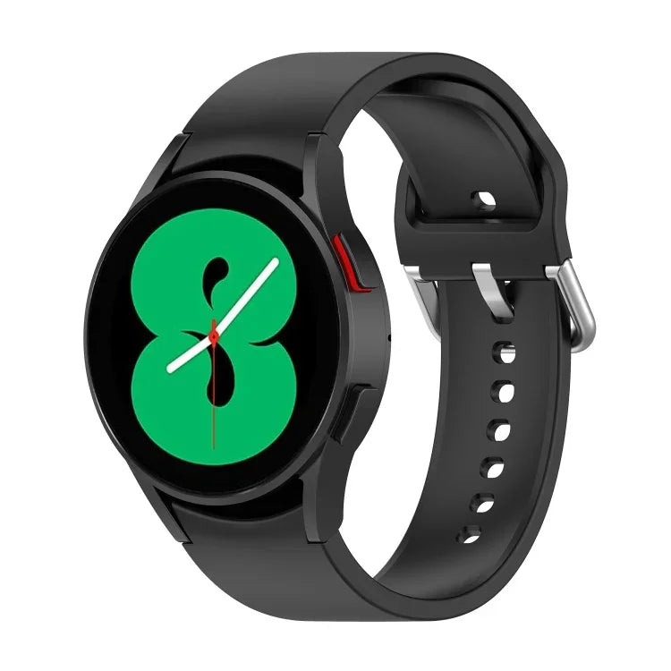 官方矽膠銀色圓形扣錶帶，適用於 Samsung Galaxy Watch 5 44mm