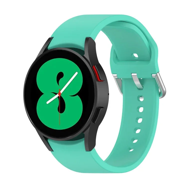 官方矽膠銀色圓形扣錶帶，適用於 Samsung Galaxy Watch 5 44mm