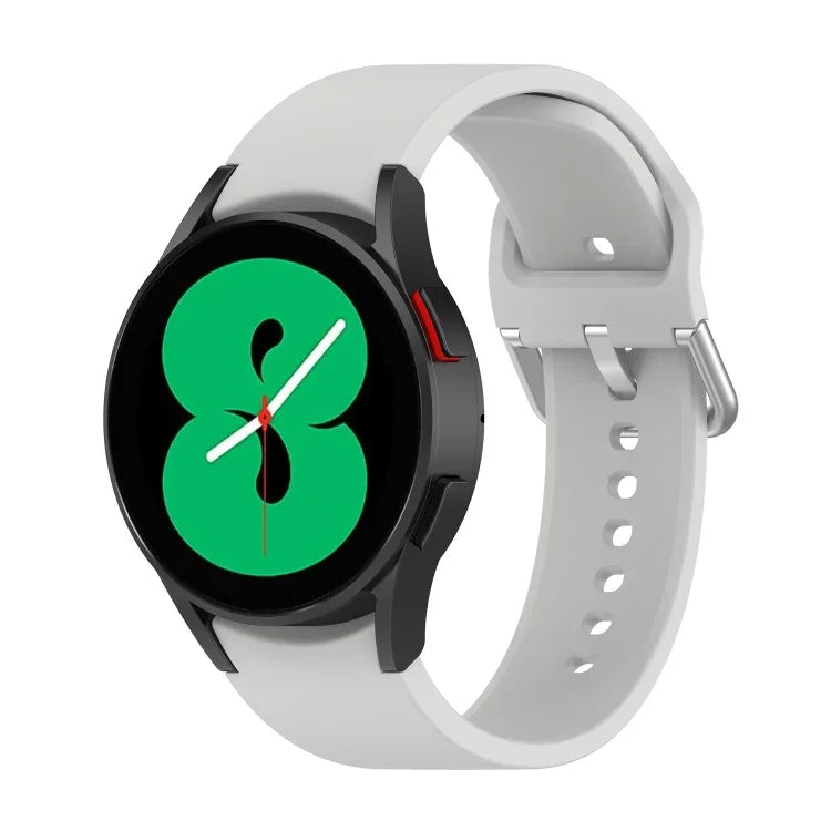 官方矽膠銀色圓形扣錶帶，適用於 Samsung Galaxy Watch 5 44mm