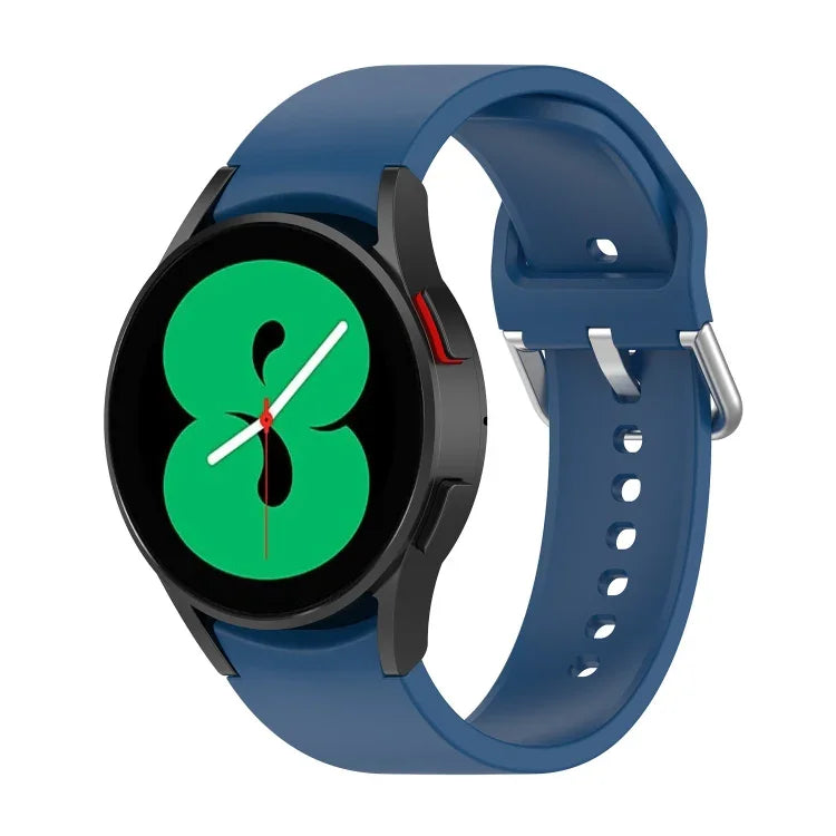 官方矽膠銀色圓形扣錶帶，適用於 Samsung Galaxy Watch 5 44mm