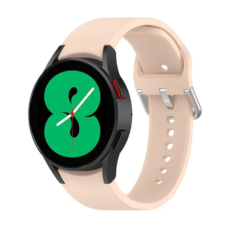 官方矽膠銀色圓形扣錶帶，適用於 Samsung Galaxy Watch 5 44mm