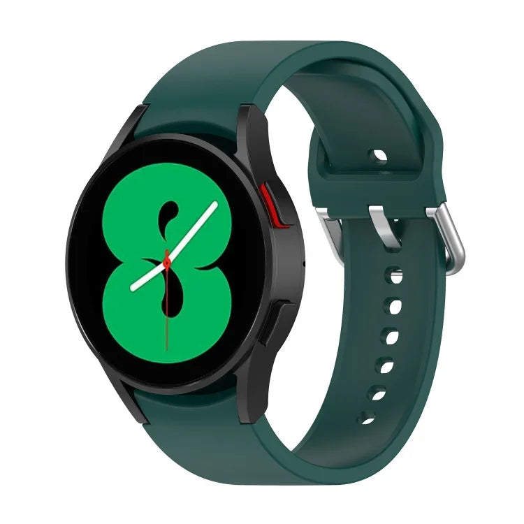 官方矽膠銀色圓形扣錶帶，適用於 Samsung Galaxy Watch 5 44mm
