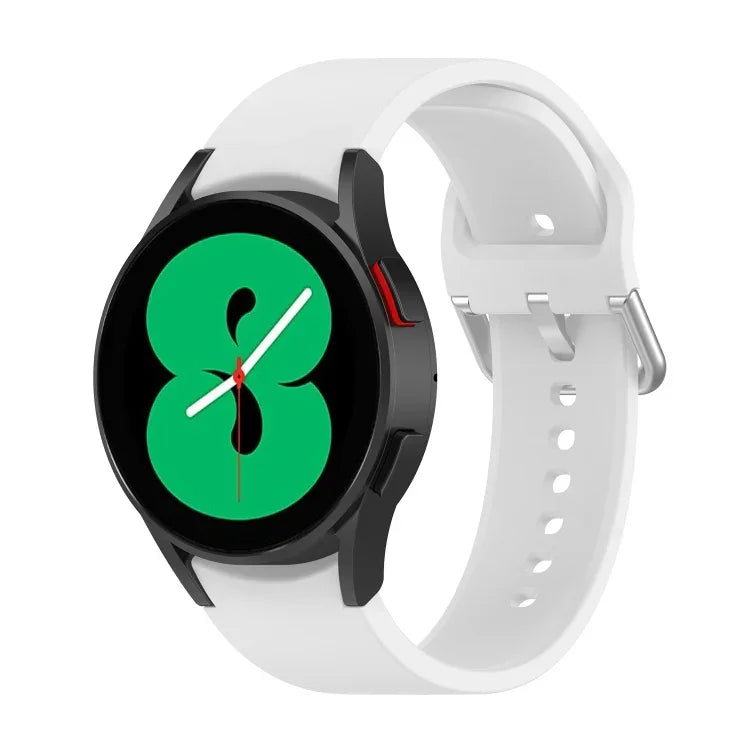 官方矽膠銀色圓形扣錶帶，適用於 Samsung Galaxy Watch 5 44mm