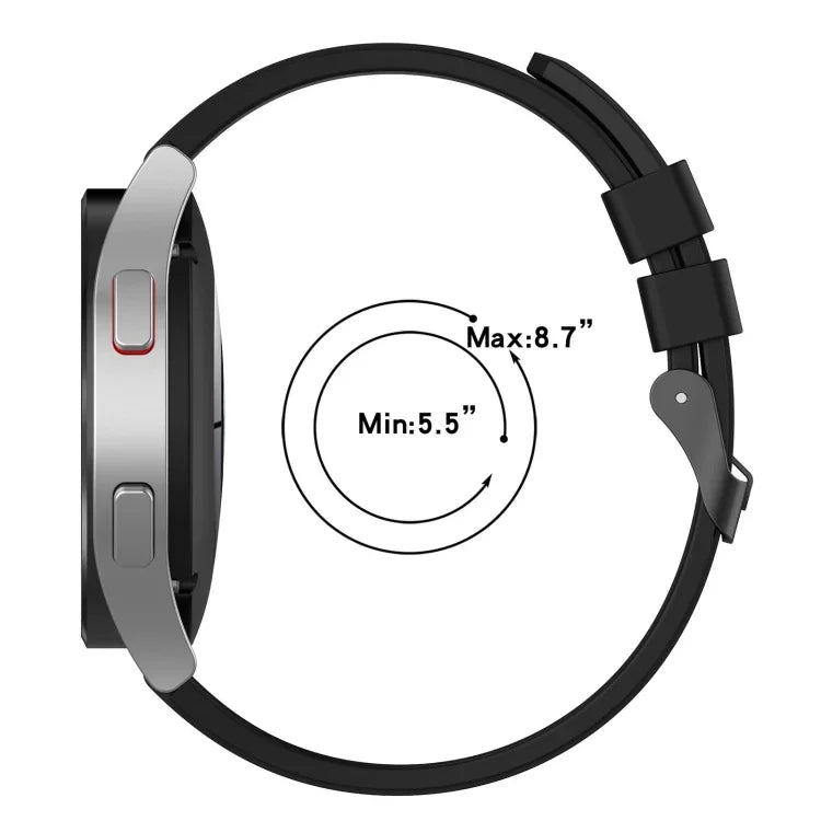 20mm Black Buckle Step Silicone Watch Band, For Samsung Galaxy Watch 5 40mm, For Samsung Galaxy Watch 5 44mm, For Samsung Galaxy Watch 5 Pro 45mm