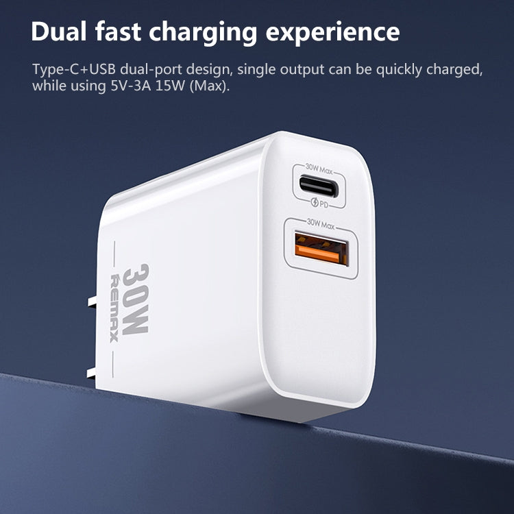 REMAX RP-U82 30W USB+USB-C/Type-C 雙介面快速充電器，中國插頭，英國插頭，美國插頭