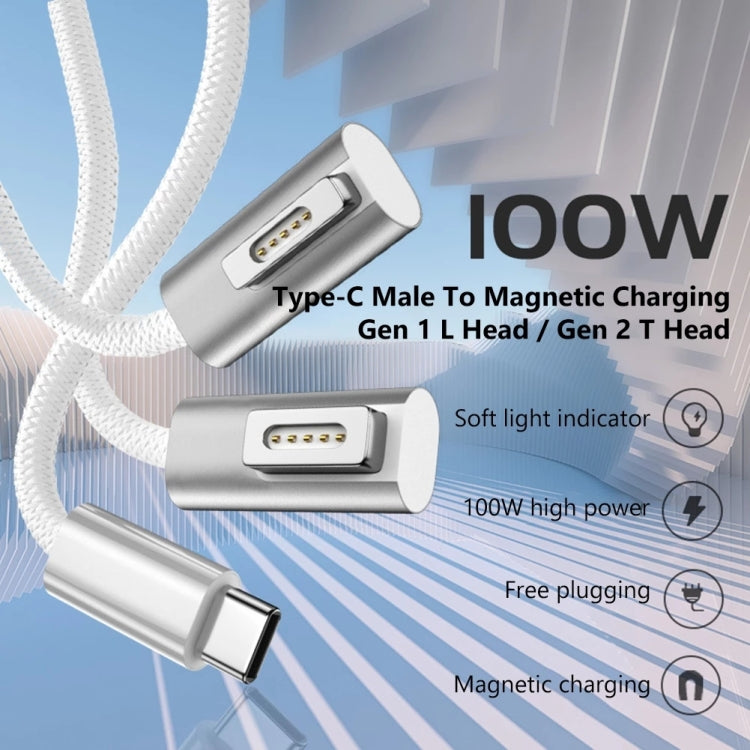 100W 5 針 MagSafe 2（T 形）轉 USB-C / Type-C PD 充電線，線長：1.8m，MagSafe 2（T 形）