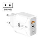 25W PD Type-C + QC3.0 USB埠旅行充電器，US插頭，EU插頭