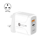 25W PD Type-C + QC3.0 USB 埠旅行充電器，英國插頭