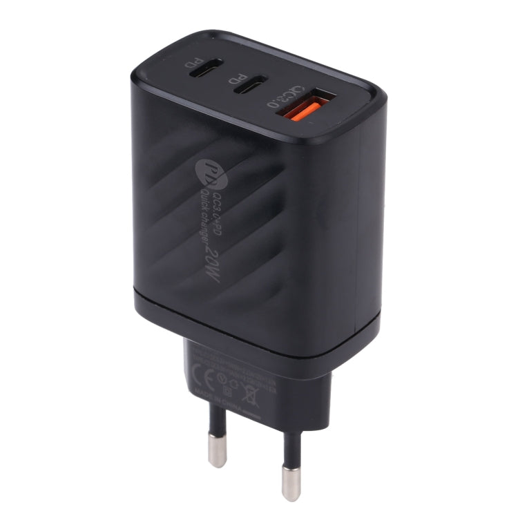 AR-892 3 合 1 QC3.0 PD20W USB + USB-C / Type-C 牆壁旅行充電器，歐盟插頭，英國插頭