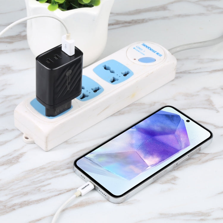 AR-892 3 合 1 QC3.0 PD20W USB + USB-C / Type-C 牆壁旅行充電器，歐盟插頭，英國插頭