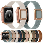 磁吸玫瑰金方形扣錶帶，適用於 Apple Watch 系列，7 45mm / 6&SE&5&4 44mm / 3&2&1 42mm，7 41mm / 6&SE&5&4 40mm / 3&2&1 38mm