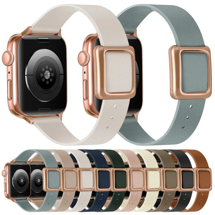 磁吸玫瑰金方形扣錶帶，適用於 Apple Watch 系列，7 45mm / 6&SE&5&4 44mm / 3&2&1 42mm，7 41mm / 6&SE&5&4 40mm / 3&2&1 38mm