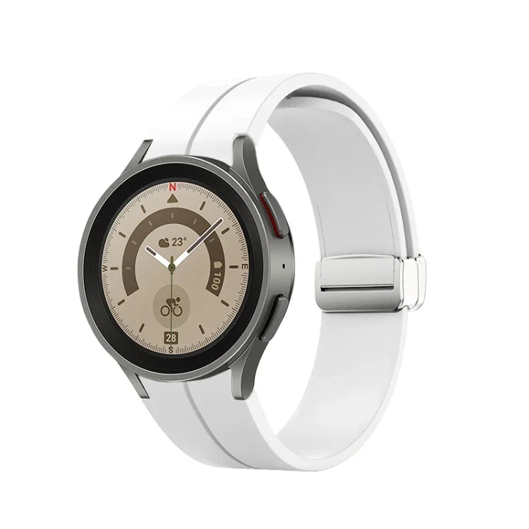 摺疊銀色扣環矽膠錶帶，適用於 Samsung Galaxy Watch5 40&44mm / Pro 45mm
