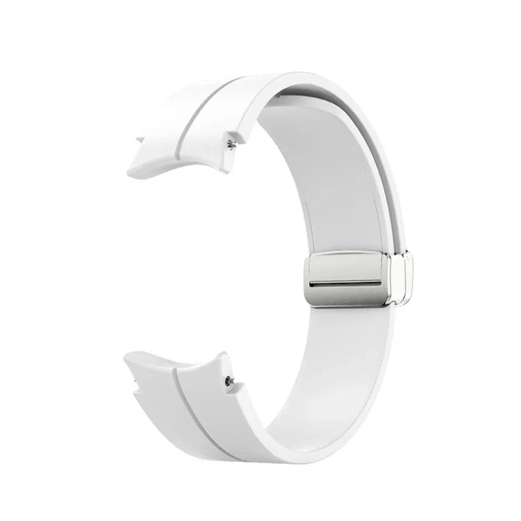 摺疊銀色扣環矽膠錶帶，適用於 Samsung Galaxy Watch5 40&44mm / Pro 45mm