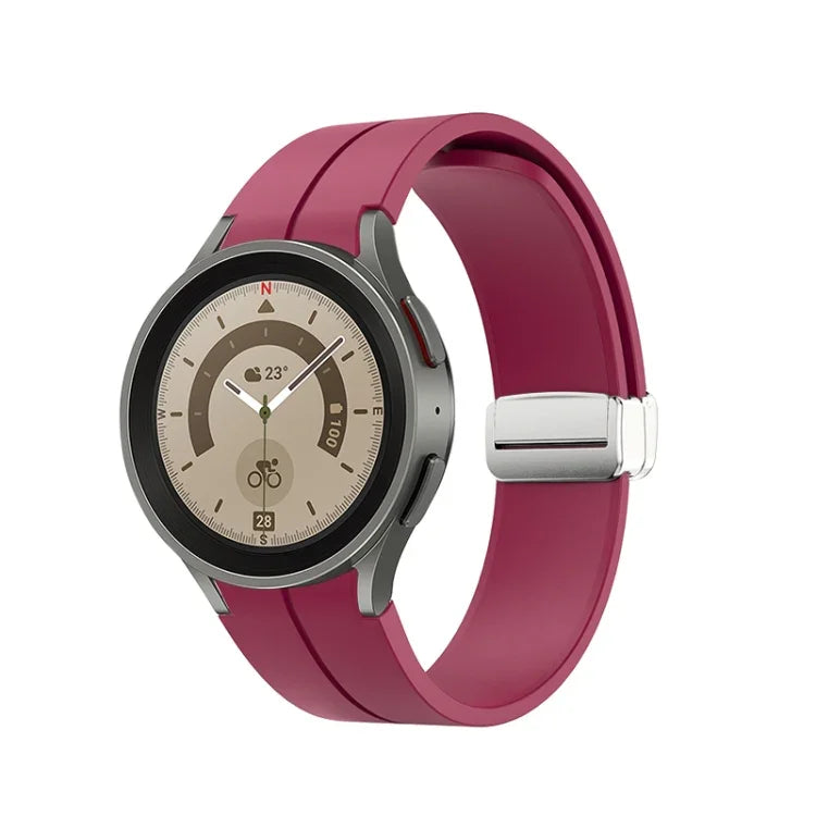 摺疊銀色扣環矽膠錶帶，適用於 Samsung Galaxy Watch5 40&44mm / Pro 45mm