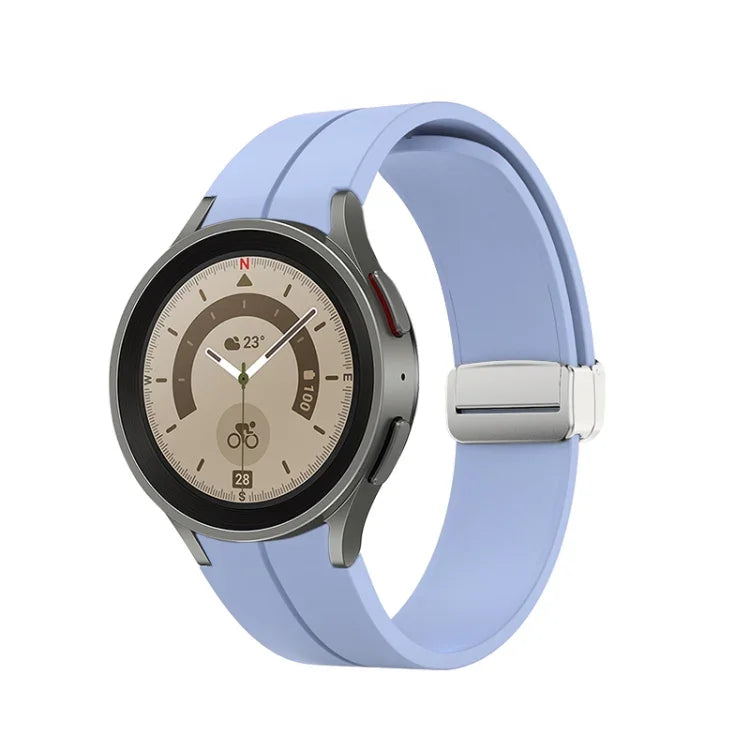 摺疊銀色扣環矽膠錶帶，適用於 Samsung Galaxy Watch5 40&44mm / Pro 45mm