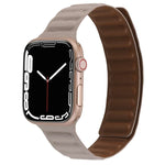 Magnetic Two-color Loop Slim Leather Watch Band For Apple Watch Series, 7 45mm / 6&SE&5&4 44mm / 3&2&1 42mm, 7 41mm / 6&SE&5&4 40mm / 3&2&1 38mm