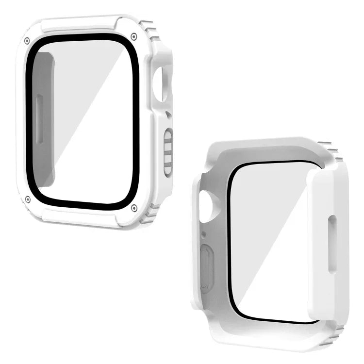 2 合 1 螢幕強化玻璃保護膜保護殼，適用於 Apple Watch 系列 9 / 8 / 7 45mm，Apple Watch 系列 9 / 8 / 7 41mm，Apple Watch 系列 6 / 5 / 4 / SE 44mm，Apple Watch 系列 6 / 5 / 4 / SE 40mm，Apple Watch 系列 3 & 2 & 1 42...