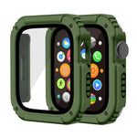 2 合 1 螢幕強化玻璃保護膜保護殼，適用於 Apple Watch 系列 9 / 8 / 7 45mm，Apple Watch 系列 9 / 8 / 7 41mm，Apple Watch 系列 6 / 5 / 4 / SE 44mm，Apple Watch 系列 6 / 5 / 4 / SE 40mm，Apple Watch 系列 3 & 2 & 1 42...