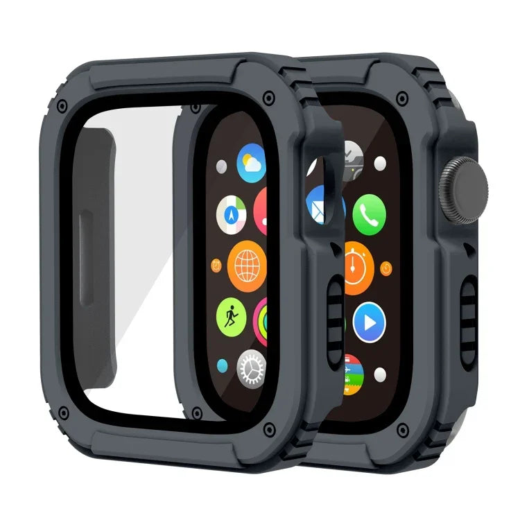 2 合 1 螢幕強化玻璃保護膜保護殼，適用於 Apple Watch 系列 9 / 8 / 7 45mm，Apple Watch 系列 9 / 8 / 7 41mm，Apple Watch 系列 6 / 5 / 4 / SE 44mm，Apple Watch 系列 6 / 5 / 4 / SE 40mm，Apple Watch 系列 3 & 2 & 1 42...