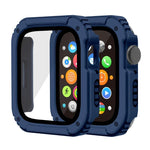 2 合 1 螢幕強化玻璃保護膜保護殼，適用於 Apple Watch 系列 9 / 8 / 7 45mm，Apple Watch 系列 9 / 8 / 7 41mm，Apple Watch 系列 6 / 5 / 4 / SE 44mm，Apple Watch 系列 6 / 5 / 4 / SE 40mm，Apple Watch 系列 3 & 2 & 1 42...