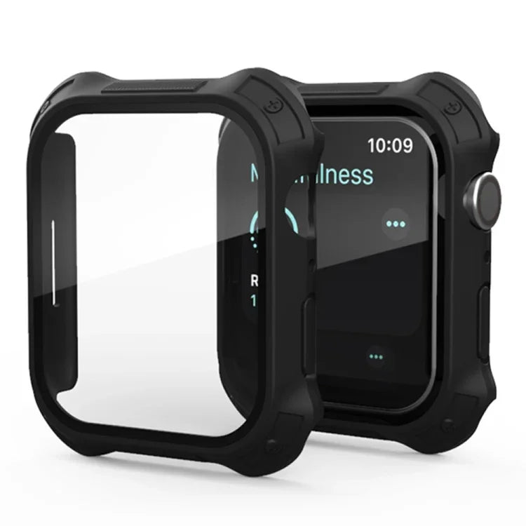 2合1磨砂PC框架 + 螢幕鋼化玻璃保護膜保護殼，適用於 Apple Watch Series 9 / 8 / 7 45mm，適用於 Apple Watch Series 9 / 8 / 7 41mm